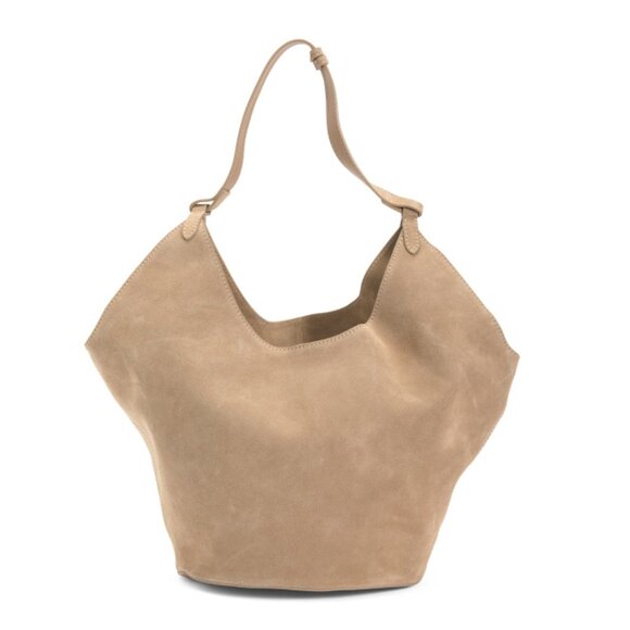 VIOLA CASTELLANI Tan Made In Italy Leather Oval Bottom Hobo